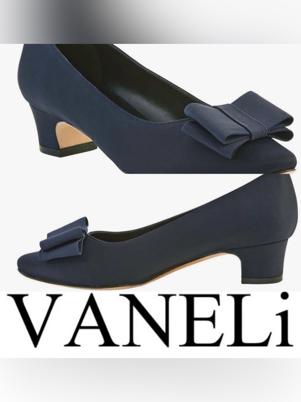 Vaneli Austine Navy Bow Pumps with Padded Insole